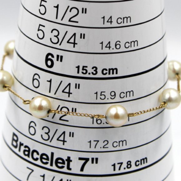 14K Pearl Station Bracelet 17.5 CTS - Picture 9 of 10